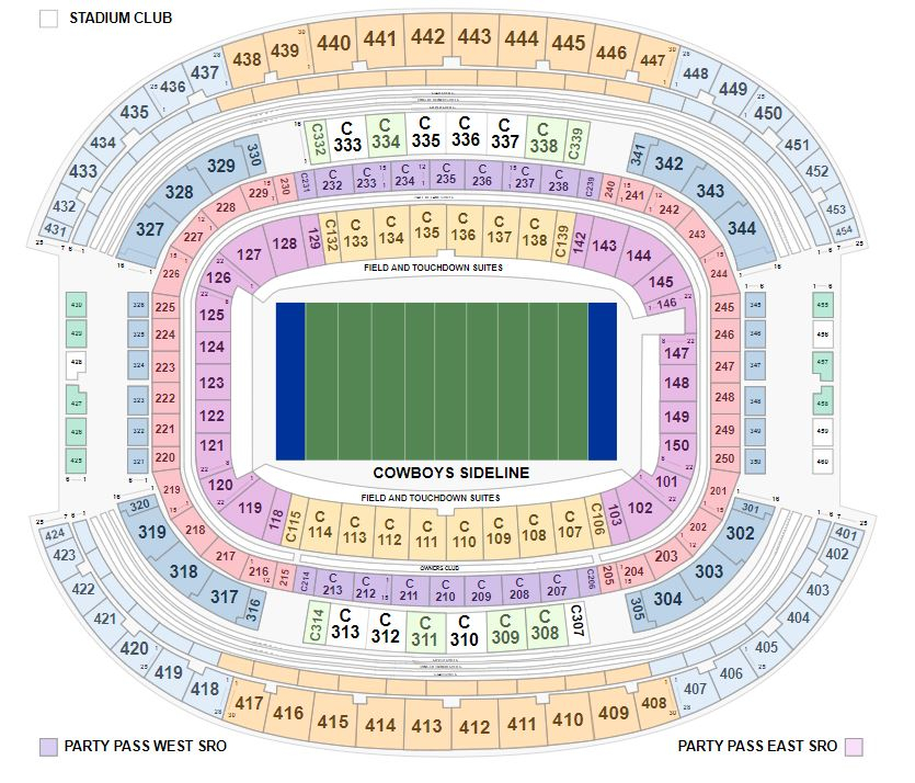 2019 Dallas Cowboys Stadium Seating Chart Arlington TicketCity Insider