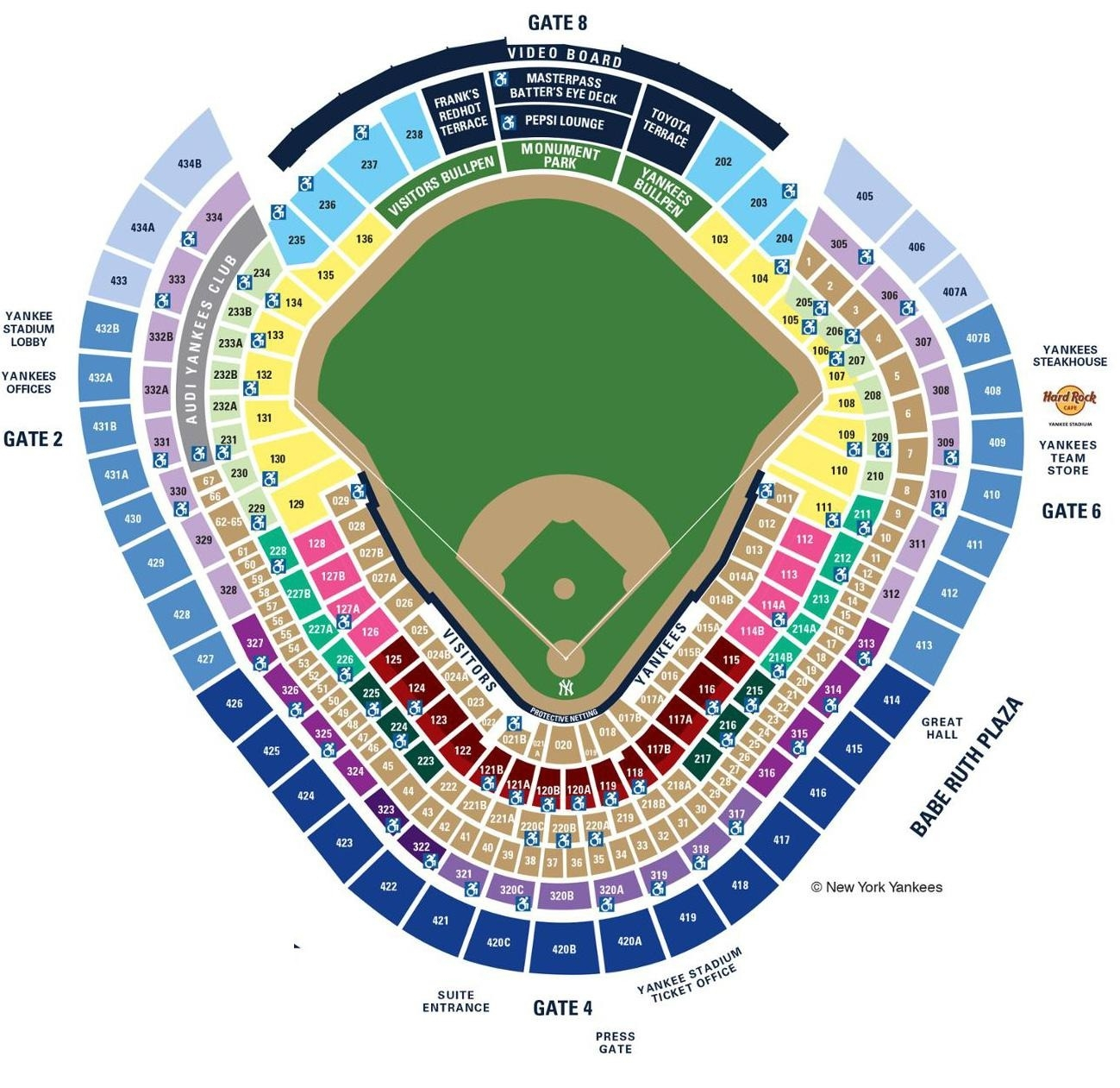 8 Images Yankees Seating Chart With Seat Numbers And Description Alqu