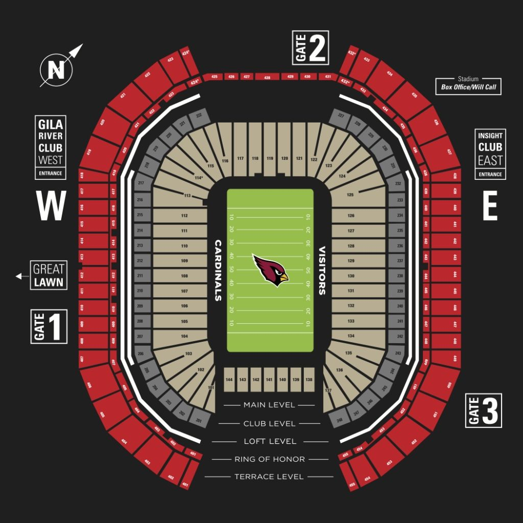 Arizona Cardinals Stadium Seating Chart With Seat Numbers