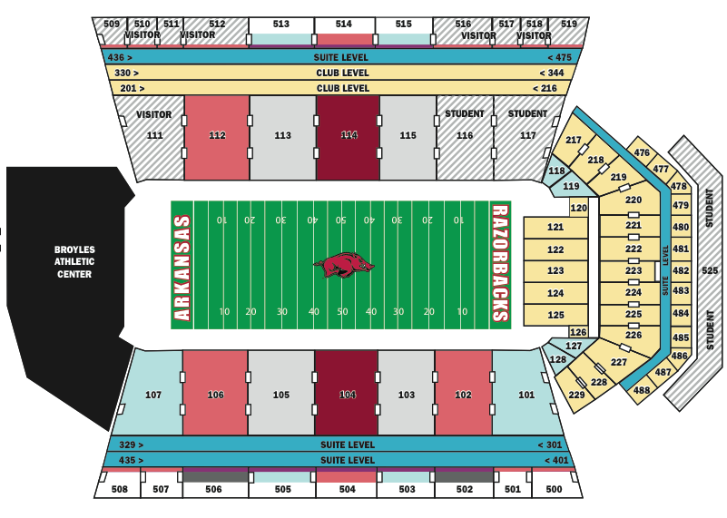 Arkansas Razorback Stadium Seating Chart