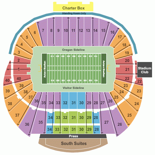 Autzen Stadium Seating Chart Rows Seats And Club Seats