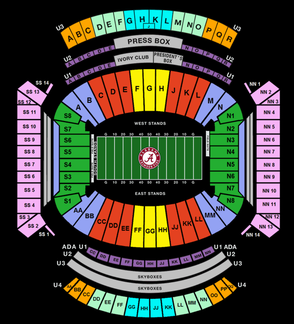 Bryant Denny Stadium Seating Chart