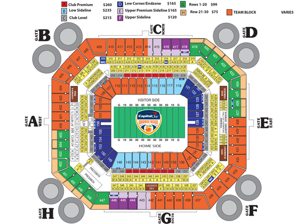 Capital One Orange Bowl Seating Map Sun Life Stadium Orange Bowl Events