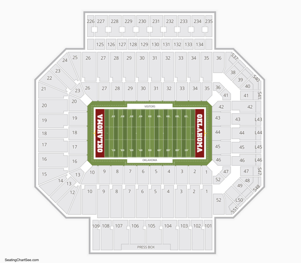 Gaylord Family Oklahoma Memorial Stadium Seating Charts Views Games 