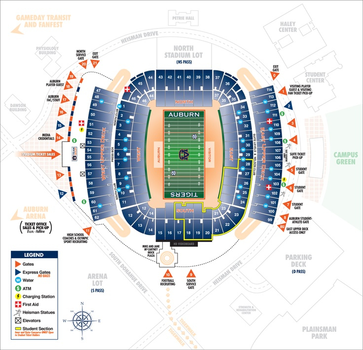 Jordan Hare Stadium Map Seating Charts Auburn Map