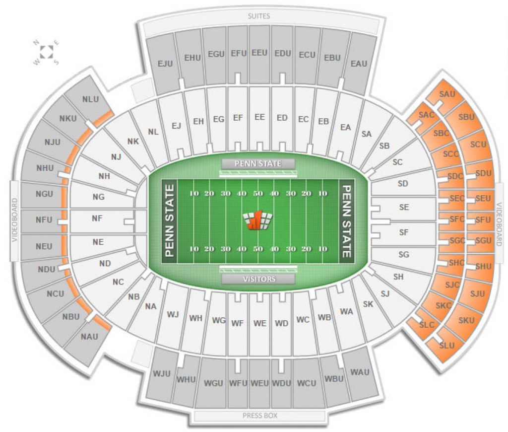 Penn State Football Stadium Seating Map With Rows Printable Map