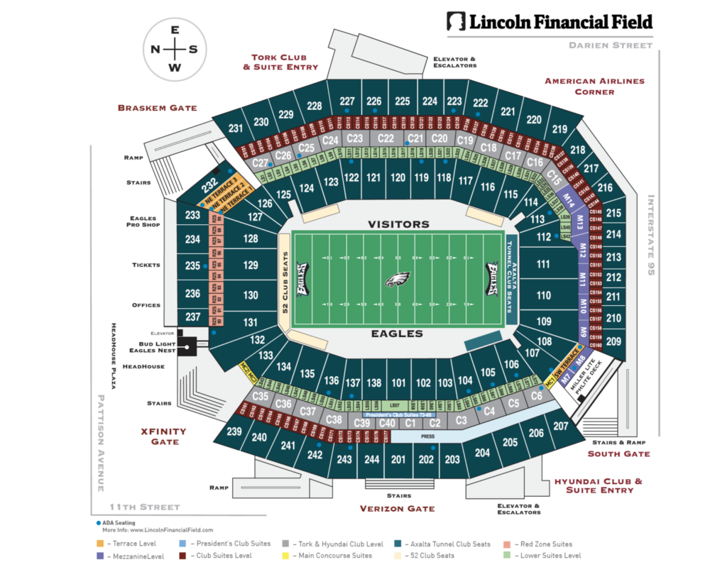 Philadelphia Eagles Seating Chart 052020 Touchdown Trips