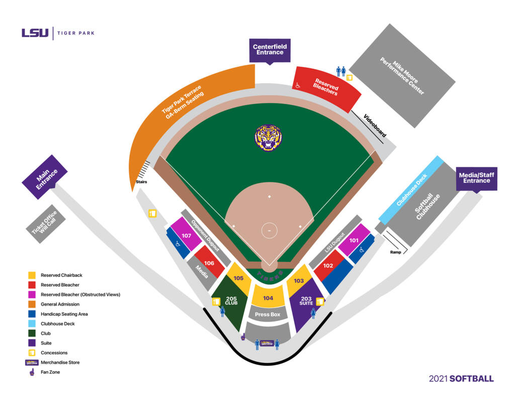Tiger Park Softball Seating Chart LSU