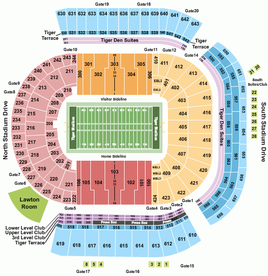 Tiger Stadium Seating Chart Maps Baton Rouge