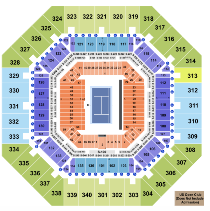 US Open Seating Chart For Arthur Ashe Louis Armstrong Stadium And 